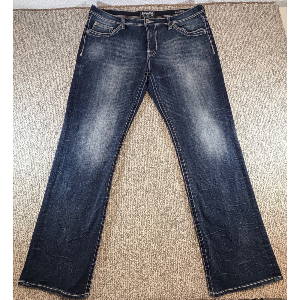 Salvage Mayhem Boot Jeans Men 40* Dark Wash Embroidered Buckle Exclusive SLVG 46